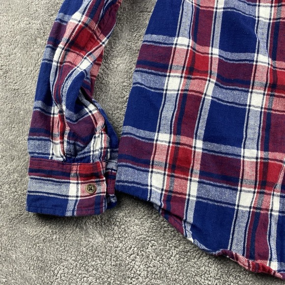 Faded Glory Flannel Mens Size Small Red Blue Plaid Flannel Button Up Shirt A2731 - Picture 3 of 15